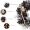 Glitzhome® 24"D Halloween Black Rose, Skeleton and Berry Wreath with Hanger